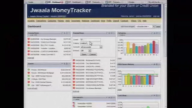 Screenshot of MoneyTracker from the 2008 FinovateStartup demo session