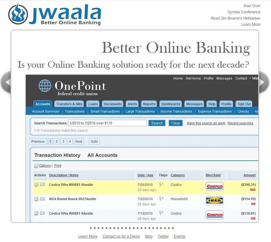 Screenshot of BOB from an archival copy of Jwaala's corporate website