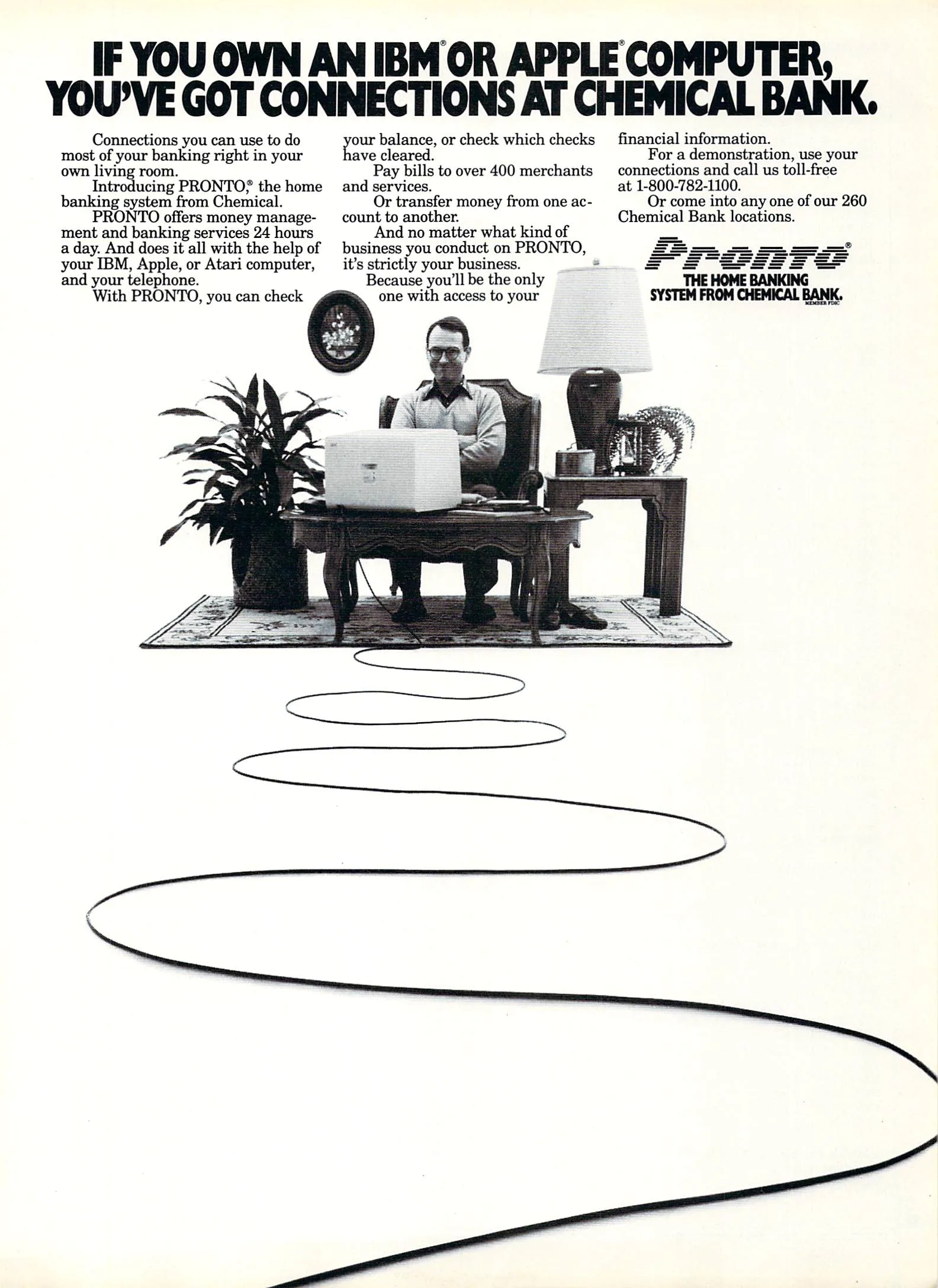 Chemical Bank ad for Pronto in the June 1984 issue of Family Computing